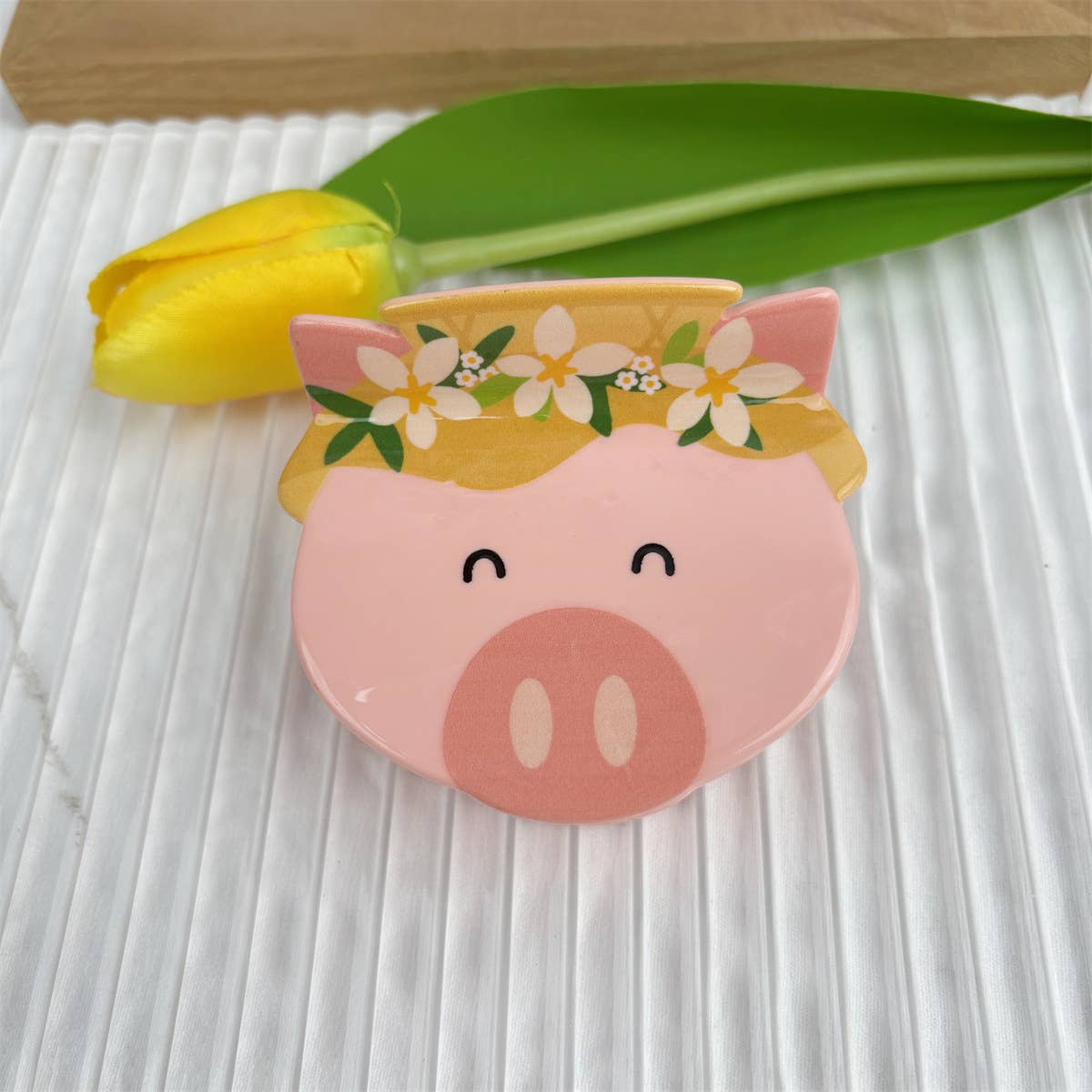 Cartoon Animal Design Hair Clips with Flower Accents: Chicken - Twirls + Twigs