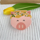 Cartoon Animal Design Hair Clips with Flower Accents: Chicken - Twirls + Twigs