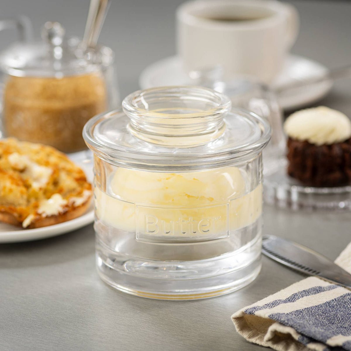 Glass French Butter Crock - Twirls + Twigs