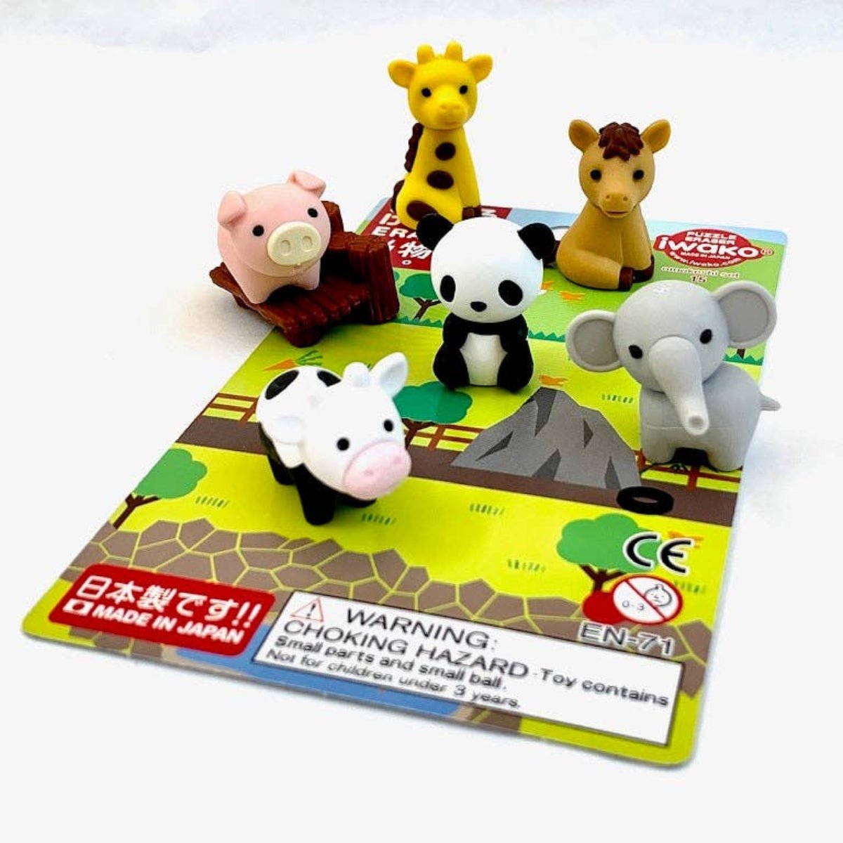 Iwako Zoo Animal Eraser Card - Twirls + Twigs