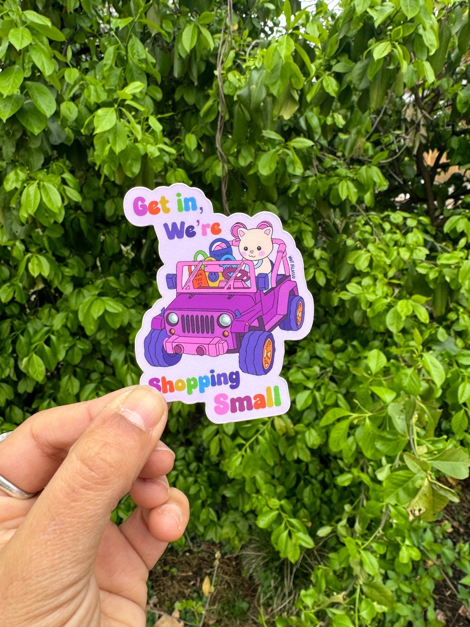 Get in, We’re Shopping Small Sticker  - Twirls + Twigs
