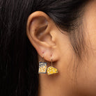 Mac & Cheese Drop Earrings | Gold Foodie Earrings - Twirls + Twigs