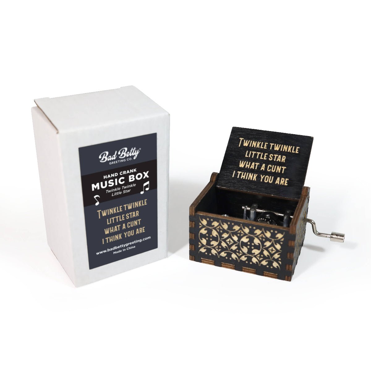Funny Twinkle Twinkle Hand - Crank Music Box - Wooden Lasered - Twirls + Twigs
