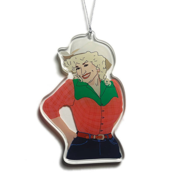 Dolly Parton Red and Green Christmas Ornament