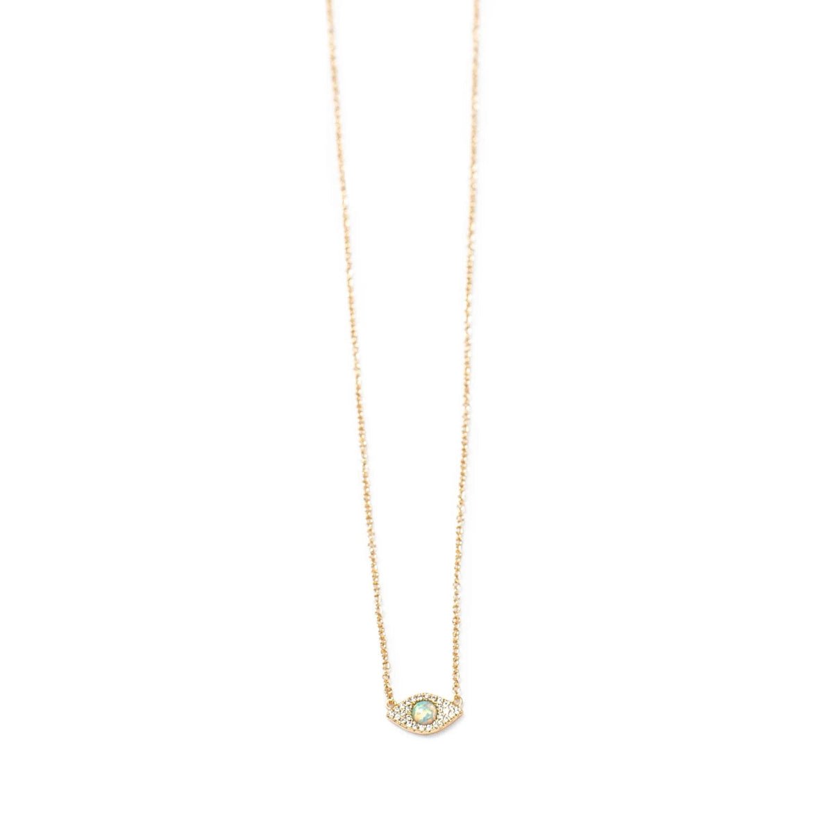 Evil Eye Necklace with Opal 16"-Gold Plated - Twirls + Twigs