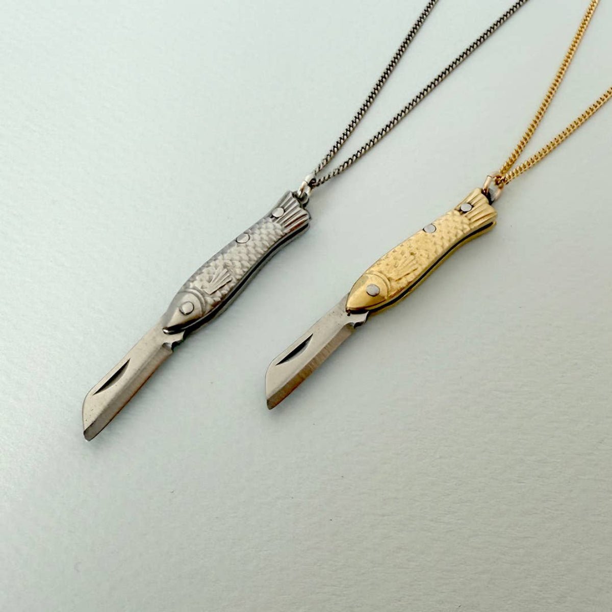 Small Silver Fish Knife Necklace: 18 Inch - Twirls + Twigs