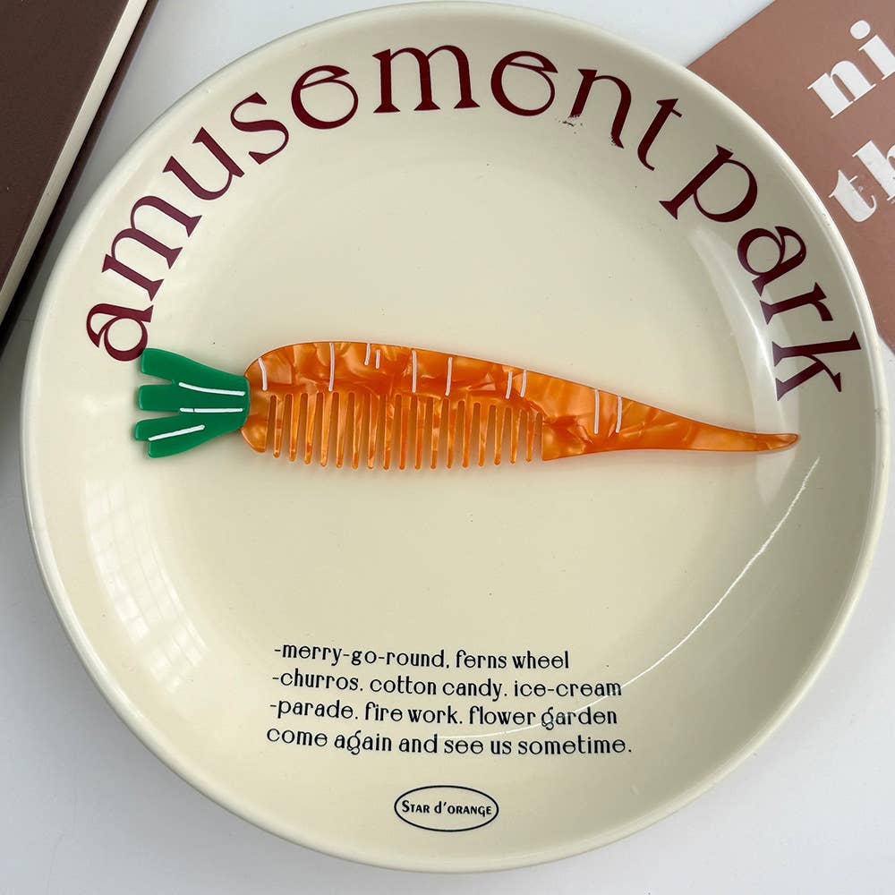Whimsical Animal Acetate Combs，Vegetable Portable Hair Tools: Puppy - Twirls + Twigs