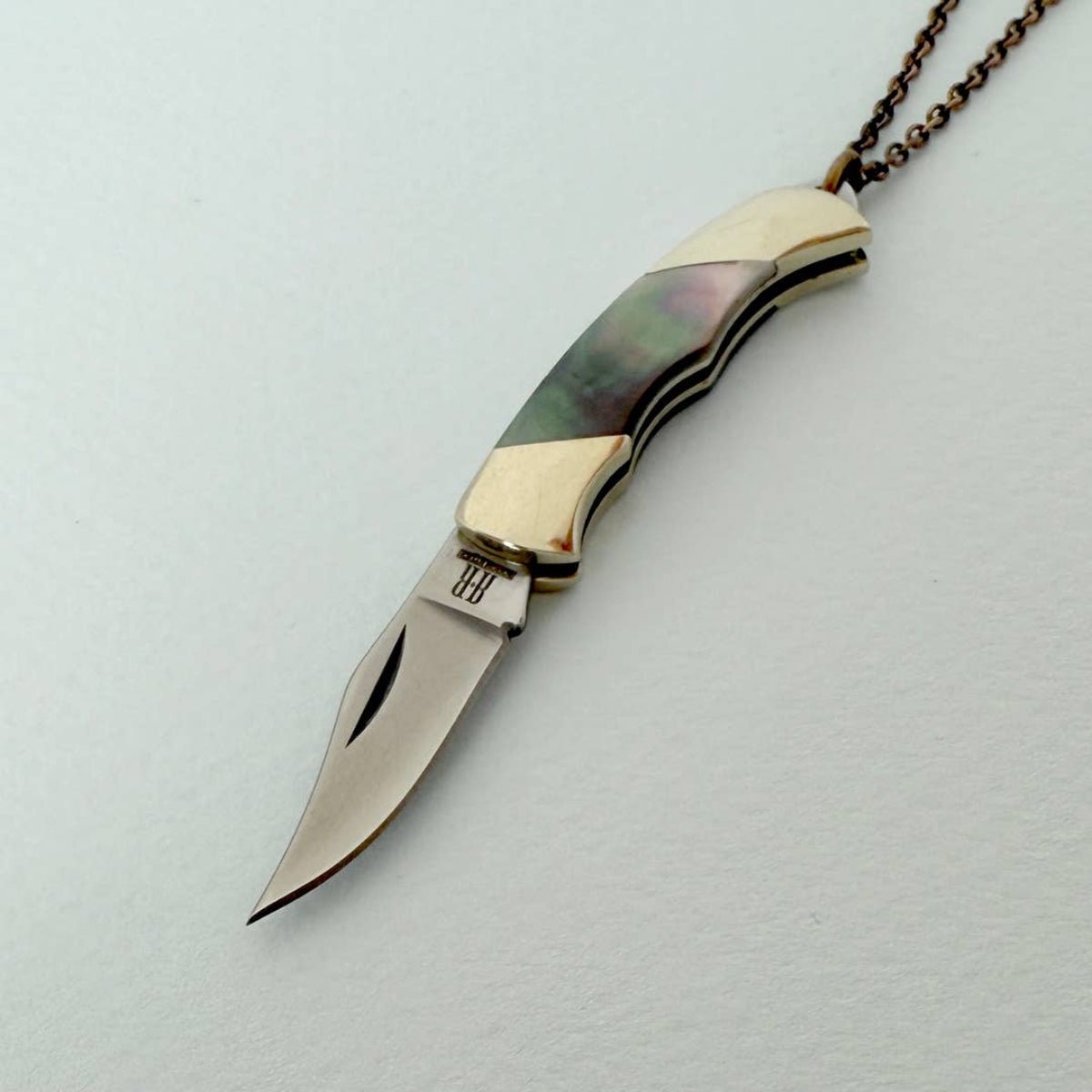 Shell Handled Knife Necklace: Mother of Pearl 32 Inch - Twirls + Twigs