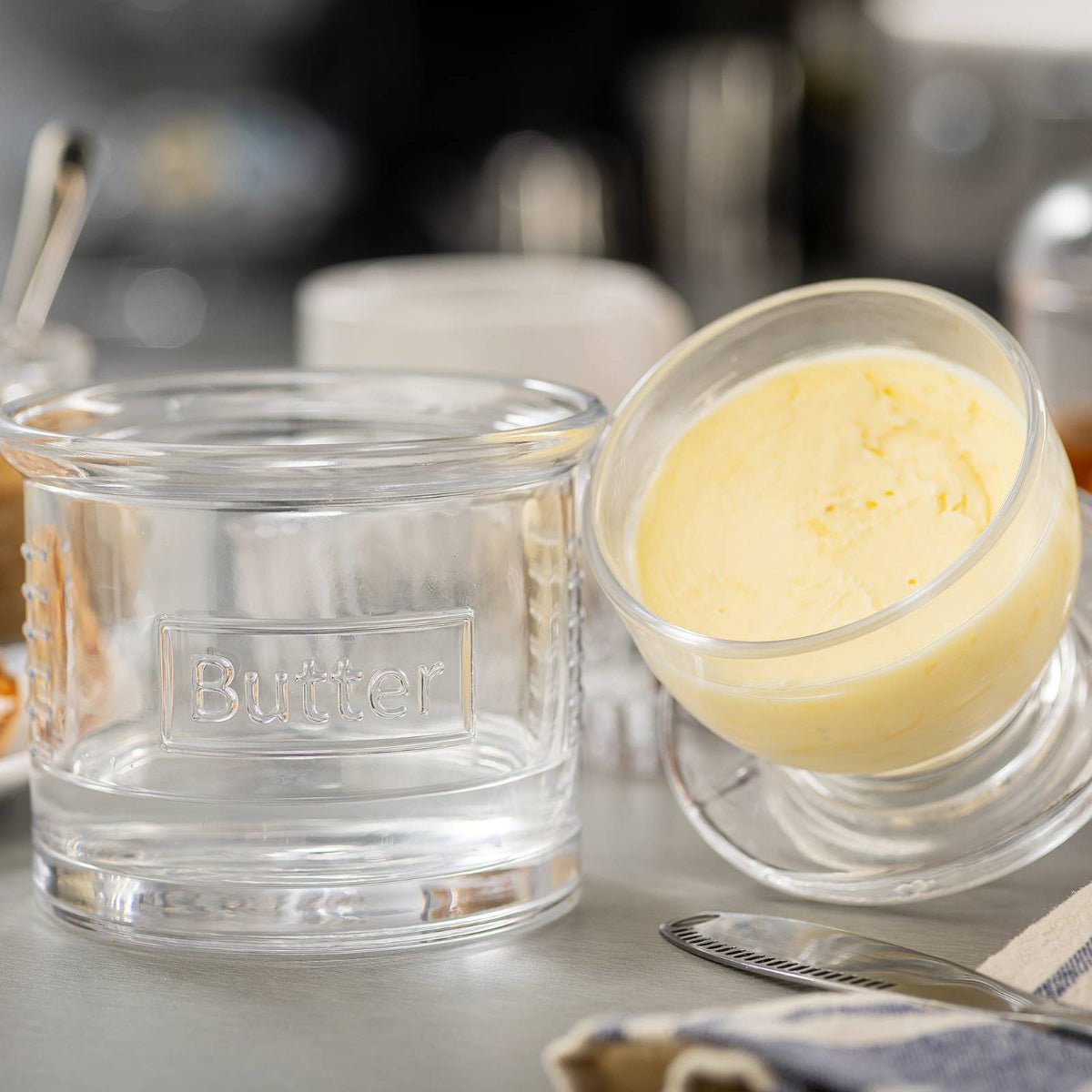 Glass French Butter Crock - Twirls + Twigs