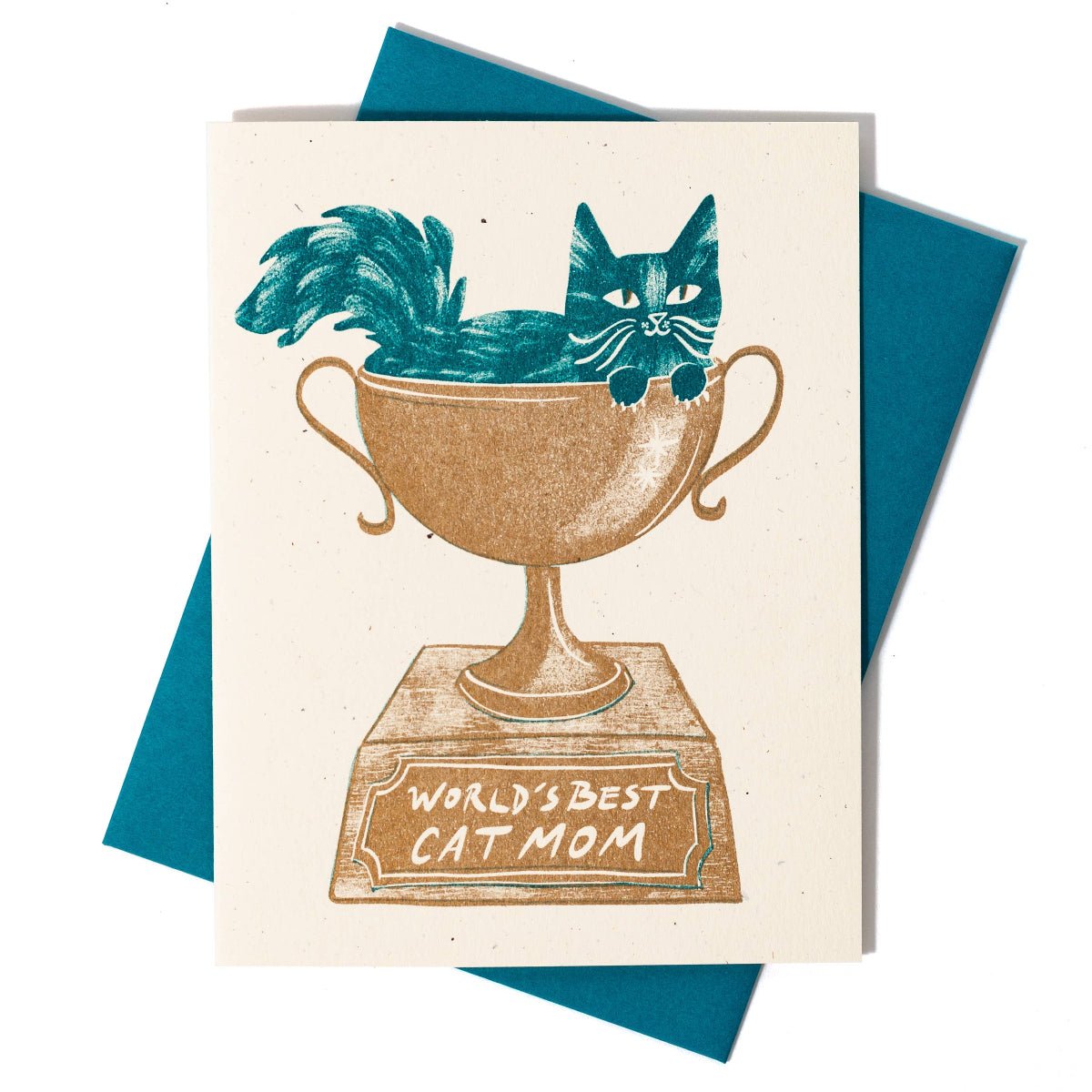 World's Best Cat Mom - Risograph Mother's Day Card - Twirls + Twigs