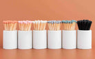 White Round Vessel with Marine Sage Matchsticks - Twirls + Twigs