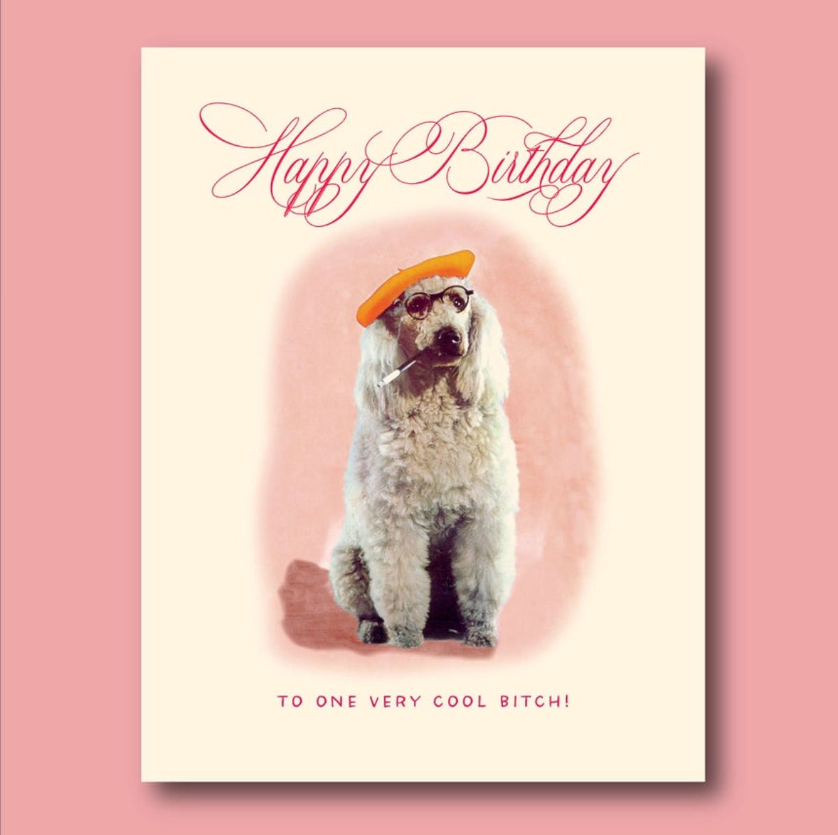 Cool Bitch Beret Poodle Birthday Card - Twirls + Twigs