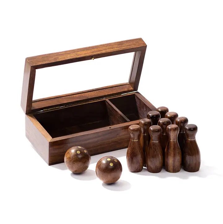 Tabletop Bowling Game Set - Handcrafted Wood - Twirls + Twigs