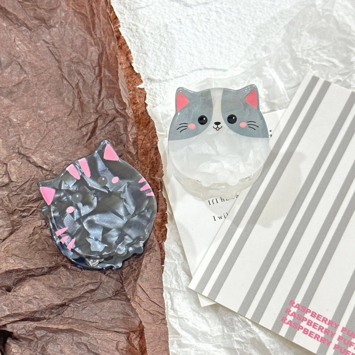 Cartoon Cat Hair Clip, Cute Animal Series Claw Clip: Gray - Twirls + Twigs