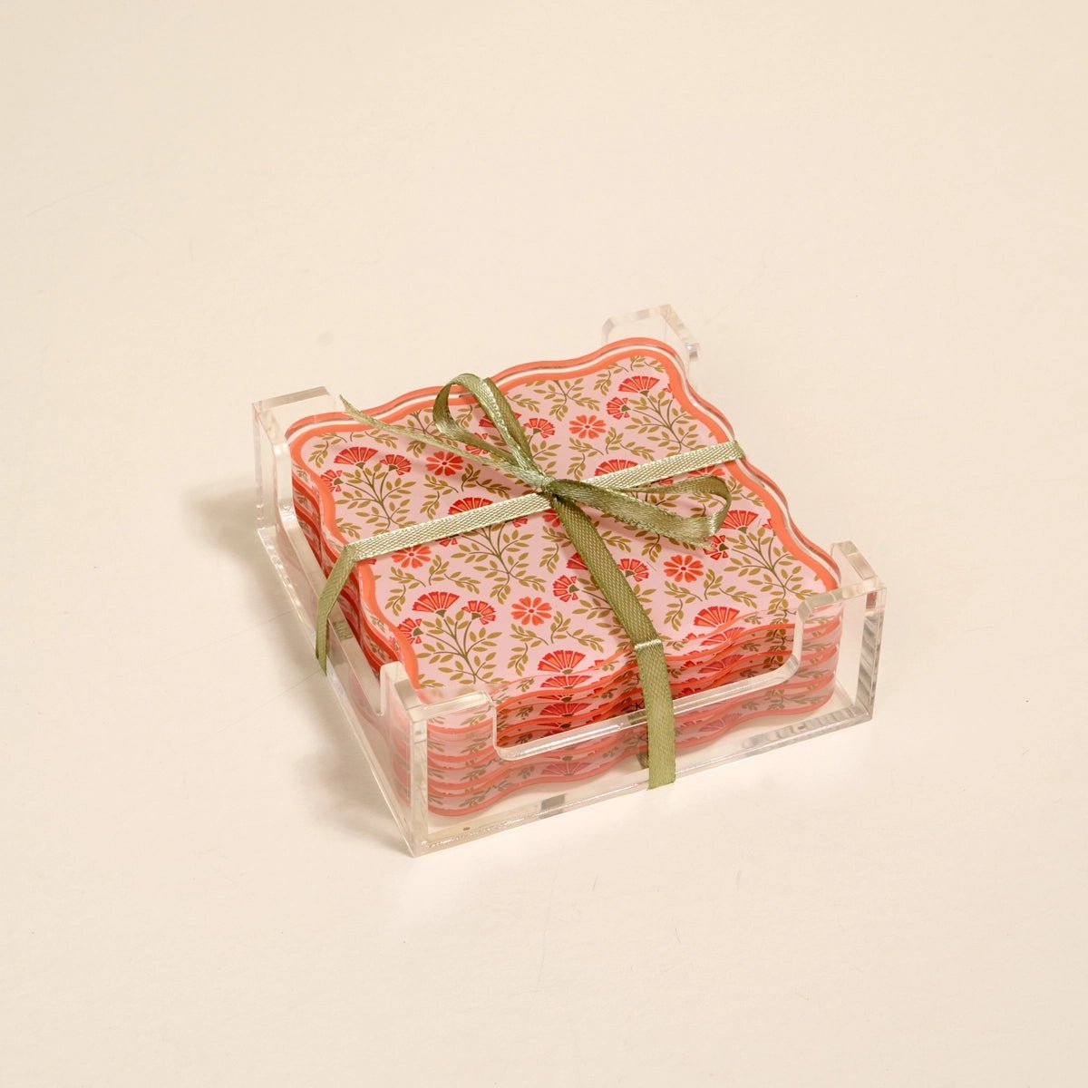 Table Talk Acrylic Coaster Set–Everbloom Dusty Rose - Twirls + Twigs