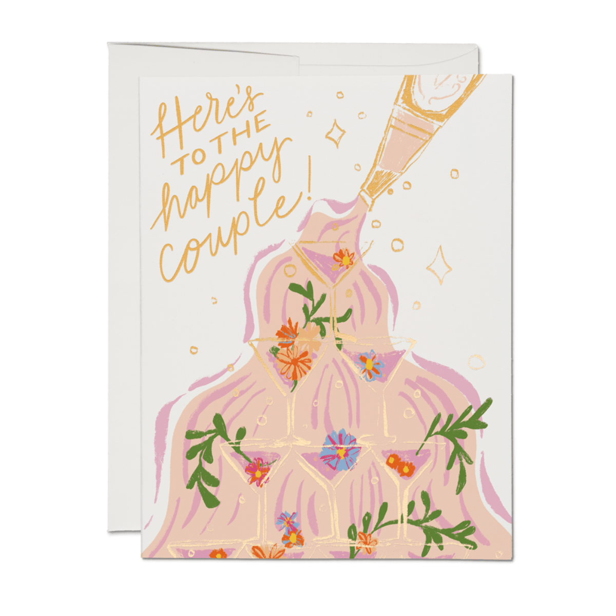 Champagne Fountain Wedding Greeting Card - Twirls + Twigs