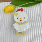 Cartoon Animal Design Hair Clips with Flower Accents: Chicken - Twirls + Twigs