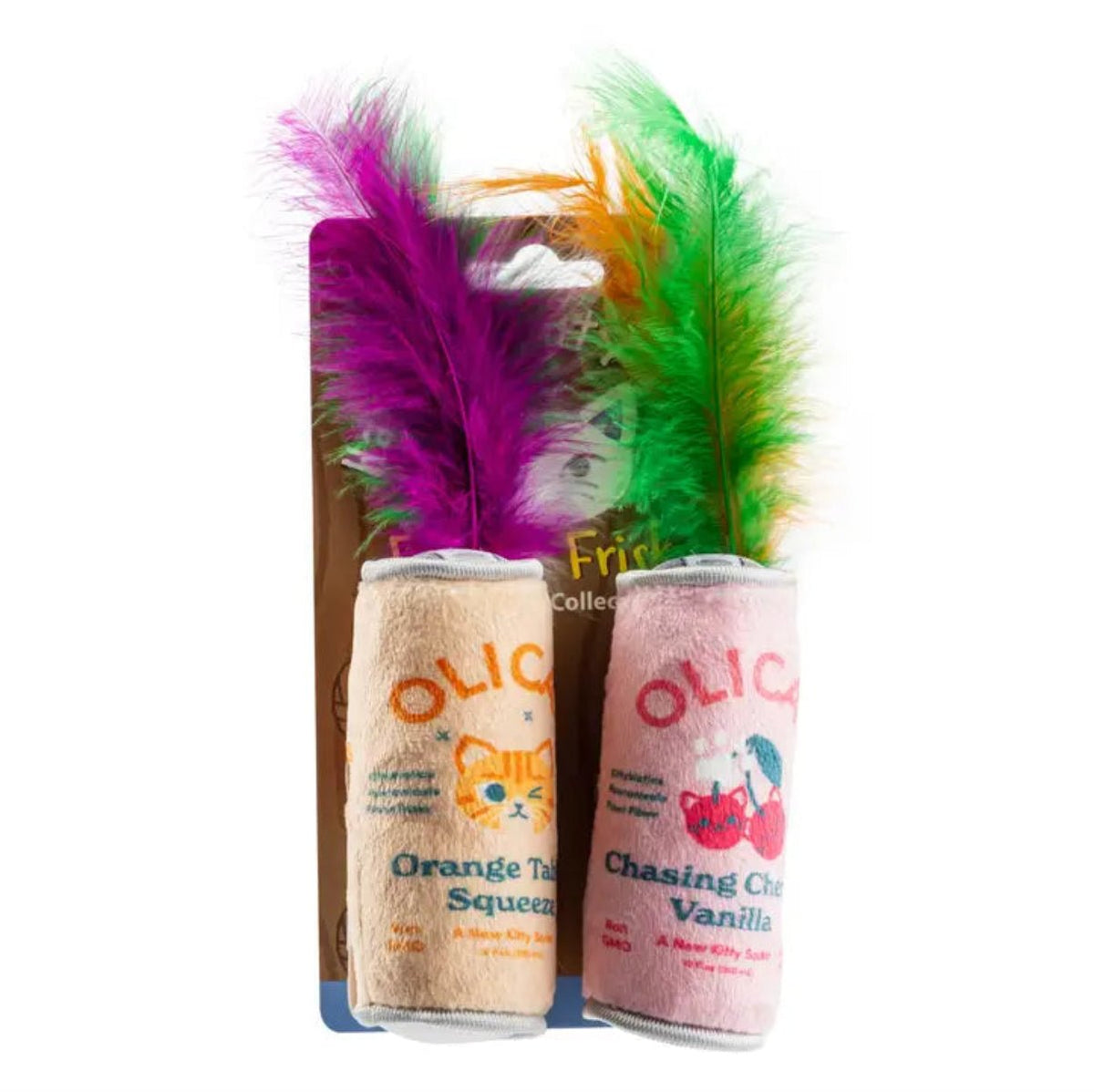 Olicat Cherry + Orange Catnip Toys with Feathers - Twirls + Twigs