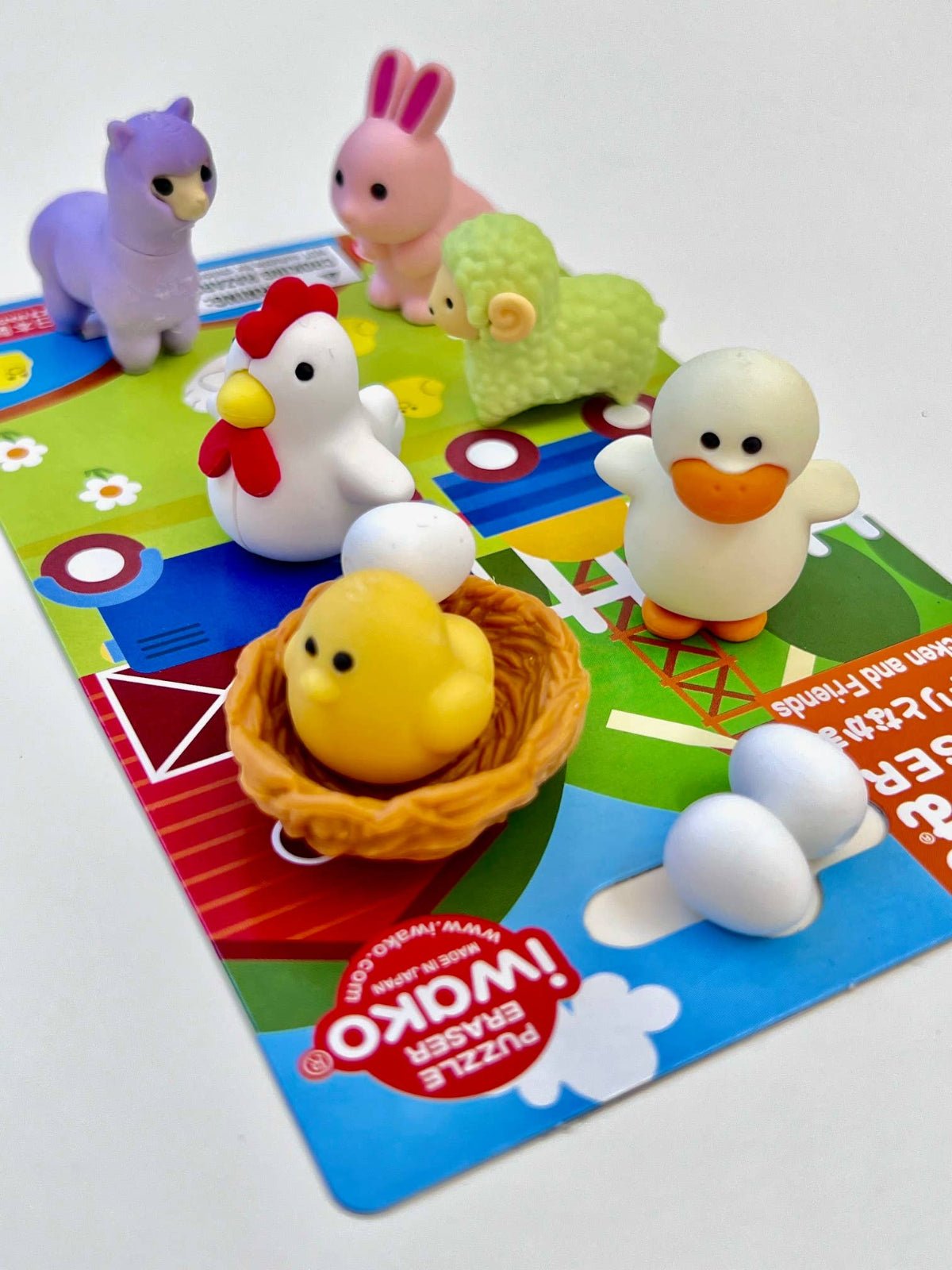 Chicken & Friends Erasers Card Iwako - Twirls + Twigs