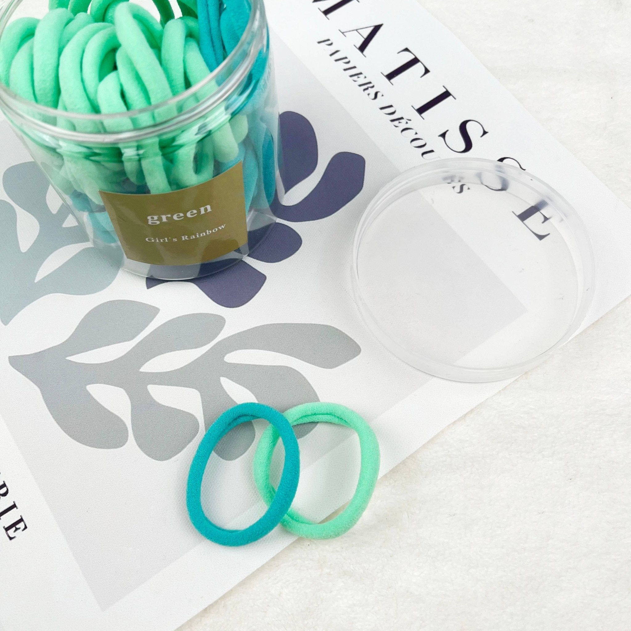 50pcs Candy - Colored Towel Ring Set High Elastic Hair Ties: Green - Twirls + Twigs