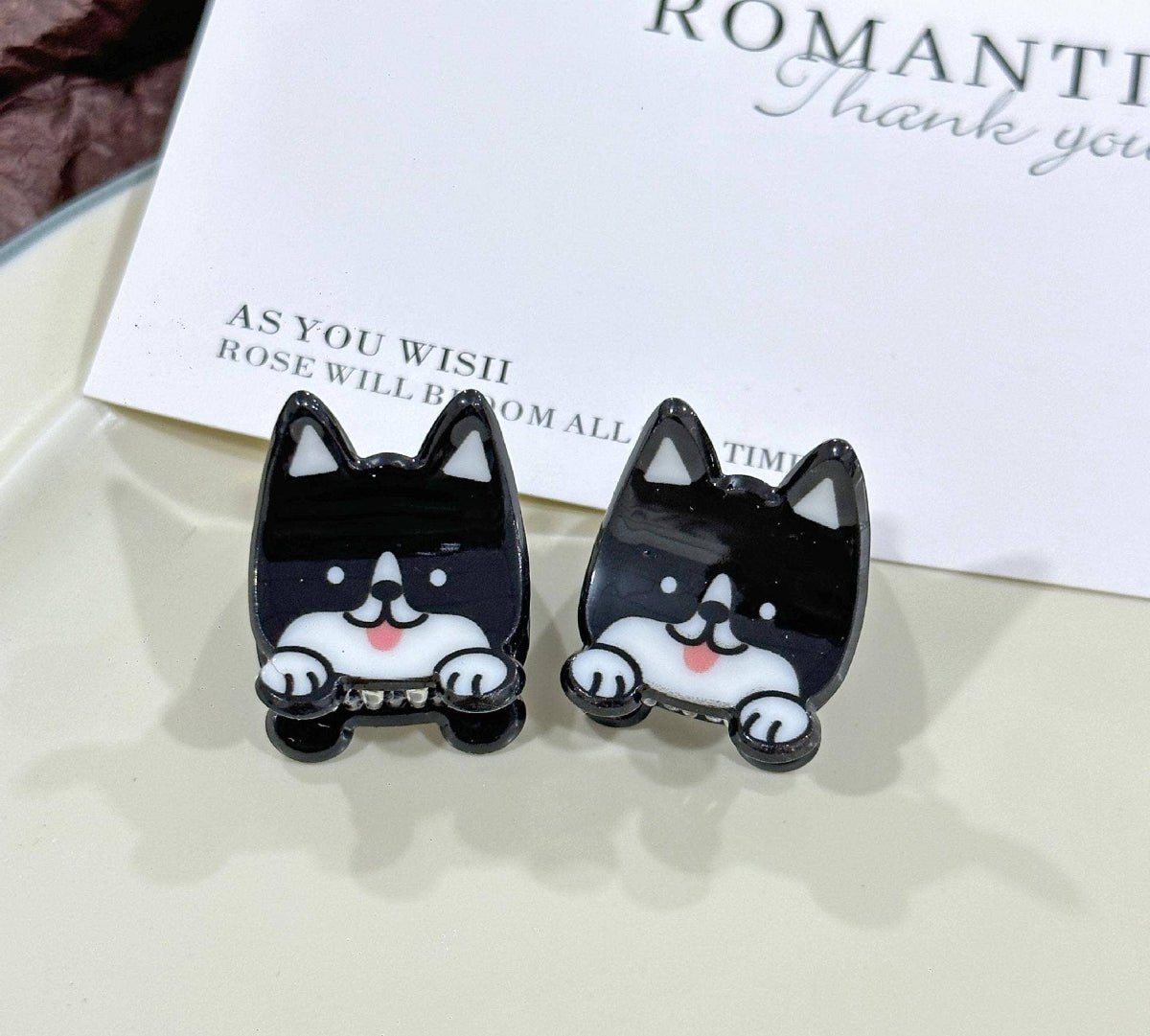 Cute Puppy Series Mini Hair Clip, Cartoon Animal Claw Clip: BorderCollie - Twirls + Twigs