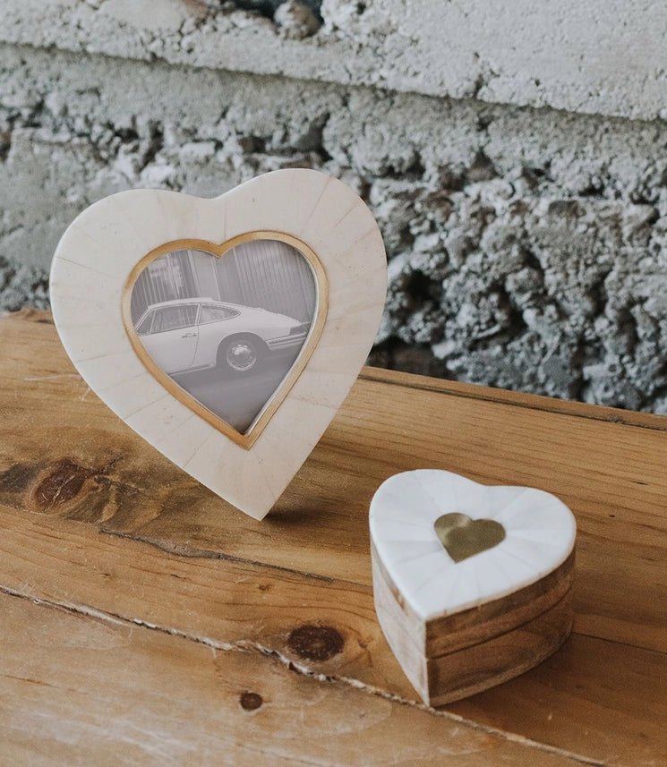 Mukhendu Heart Keepsake Box - Bone & Brass Inlay - Twirls + Twigs