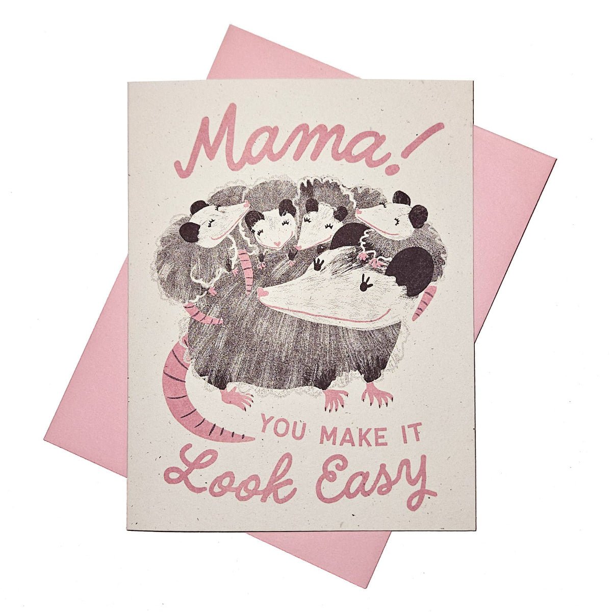 Mama Possum - Risograph Mother's Day Card - Twirls + Twigs