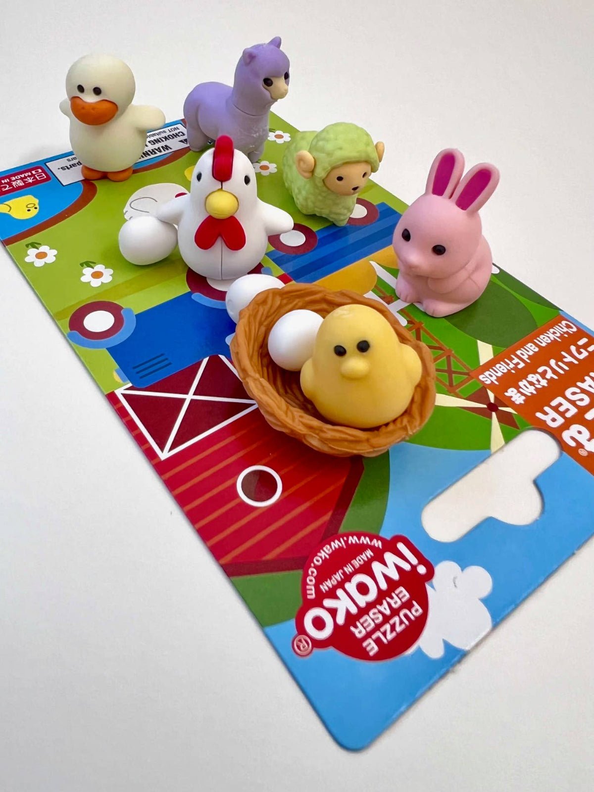 Chicken & Friends Erasers Card Iwako - Twirls + Twigs