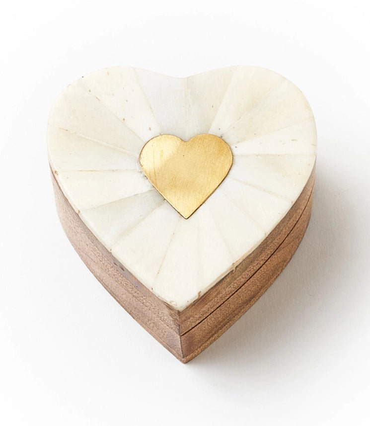 Mukhendu Heart Keepsake Box - Bone & Brass Inlay - Twirls + Twigs