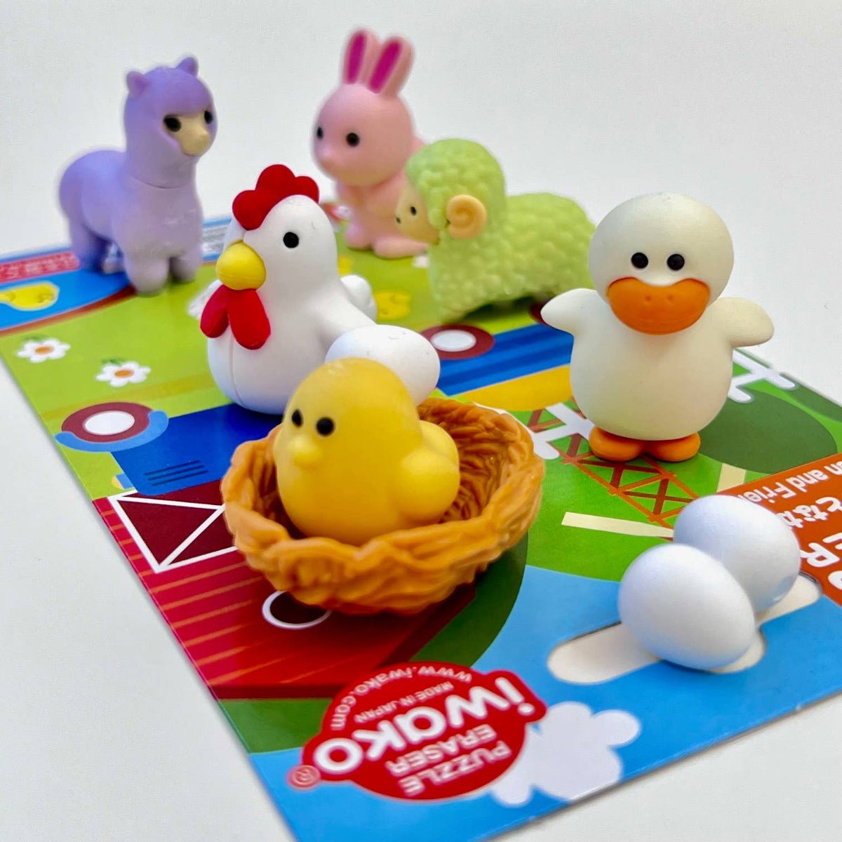 Chicken & Friends Erasers Card Iwako - Twirls + Twigs