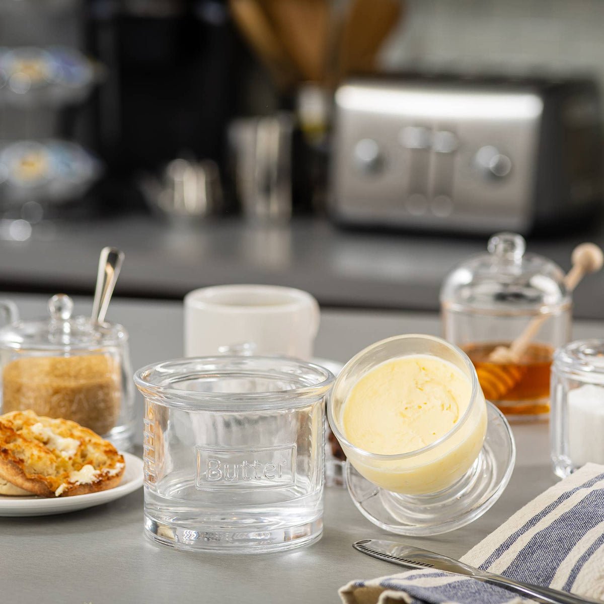 Glass French Butter Crock - Twirls + Twigs