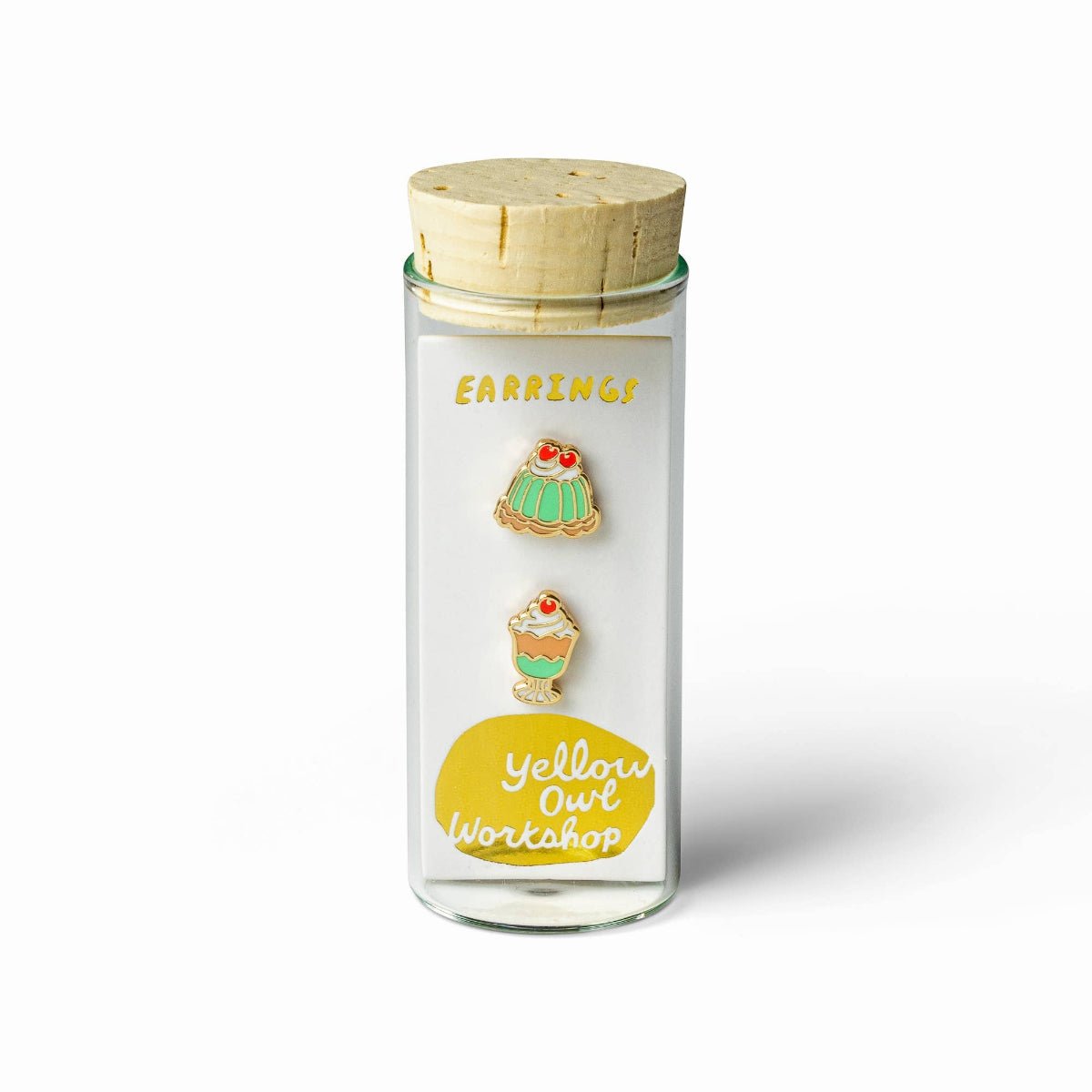 Retro Gelatin Dessert Earrings | Mismatched Gold Studs - Twirls + Twigs