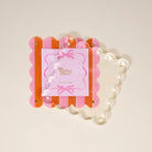 Square Scalloped Acrylic Picture Frame–Sicily Stripes Pink - Twirls + Twigs
