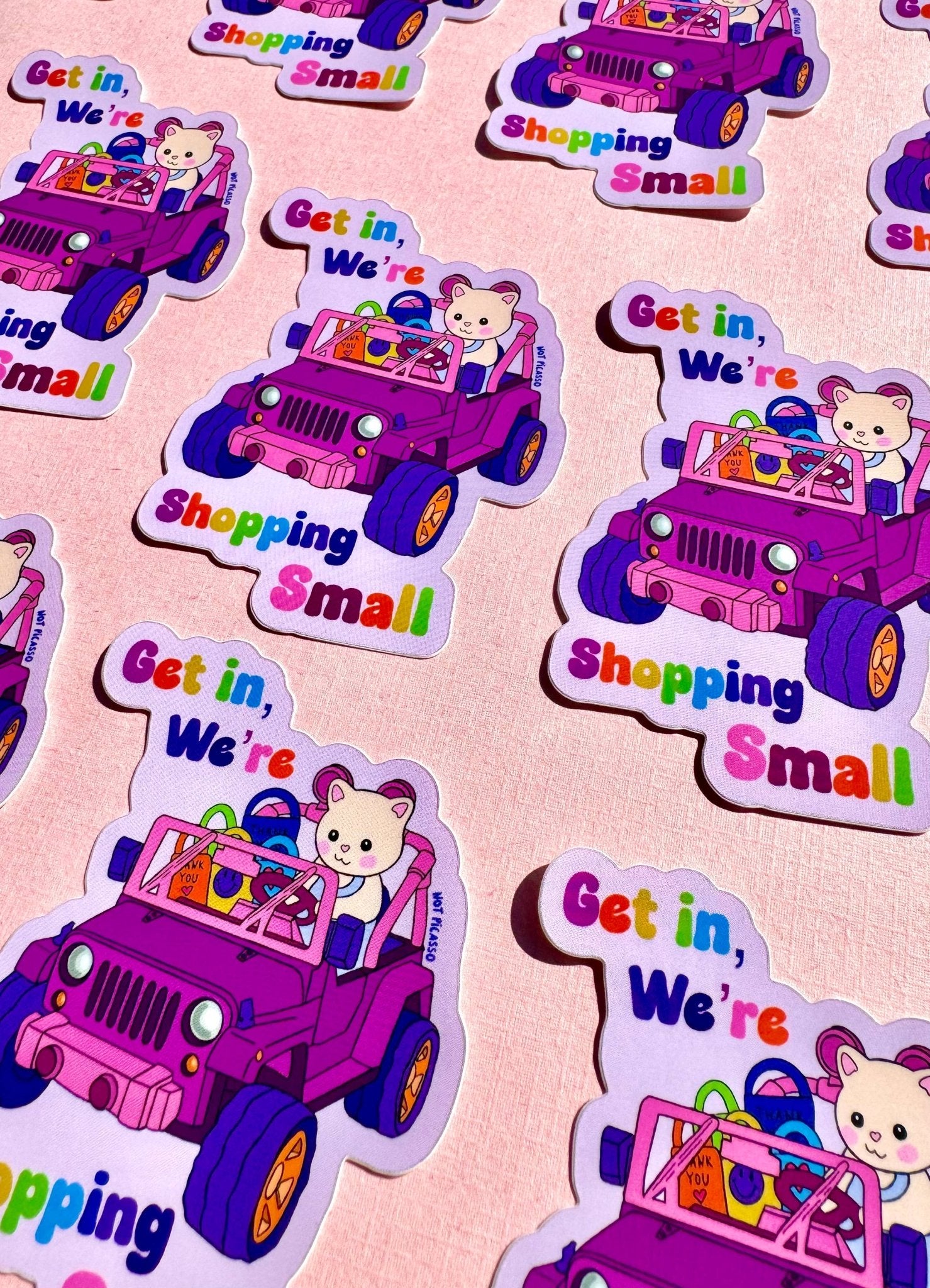 Get in, We’re Shopping Small Sticker  - Twirls + Twigs