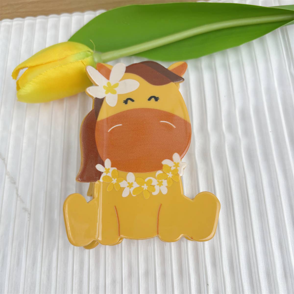 Cartoon Animal Design Hair Clips with Flower Accents: Chicken - Twirls + Twigs