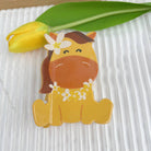 Cartoon Animal Design Hair Clips with Flower Accents: Chicken - Twirls + Twigs