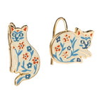 Floral Cat Drop Earrings | Gold Jewelry Cat Lover Gift - Twirls + Twigs