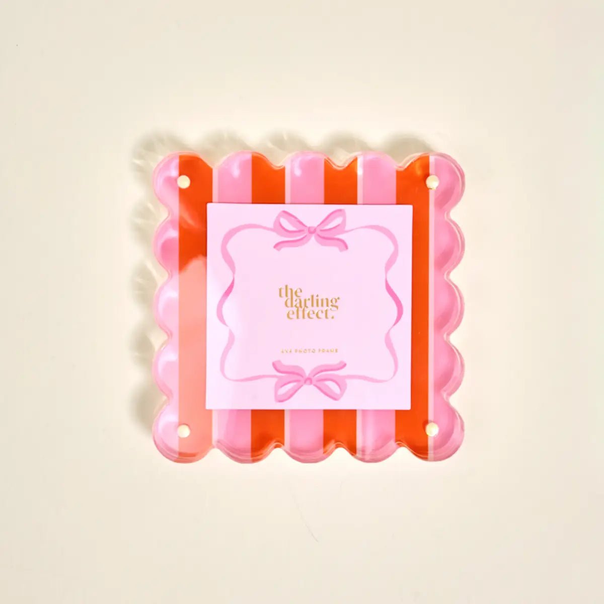 Square Scalloped Acrylic Picture Frame–Sicily Stripes Pink - Twirls + Twigs