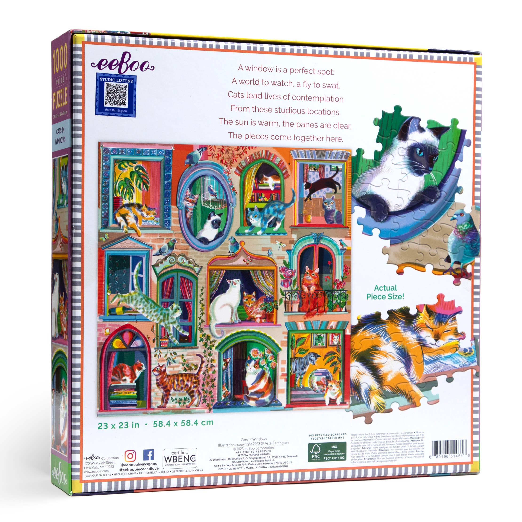 Cats in Windows 1000 Piece Square Puzzle - Twirls + Twigs