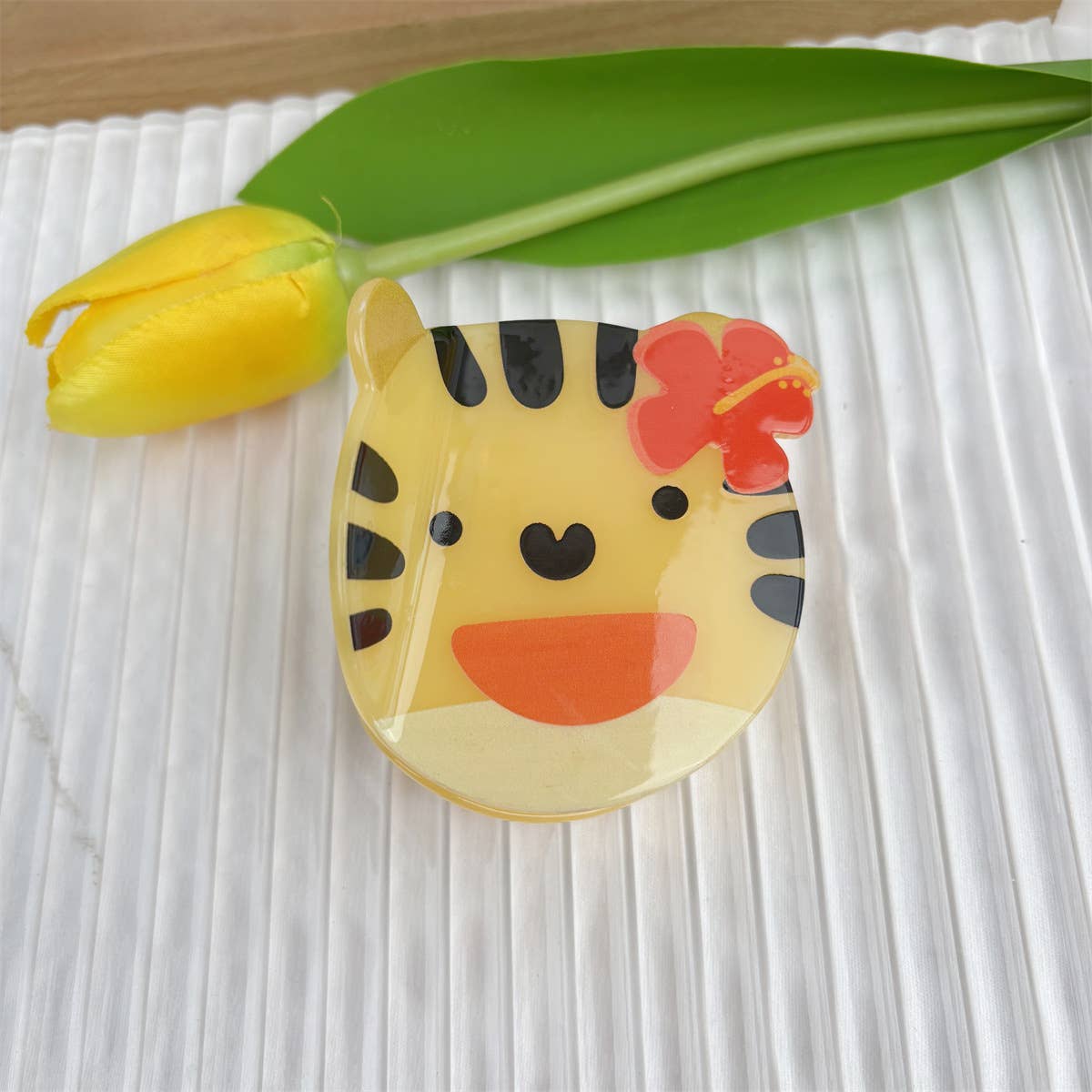 Cartoon Animal Design Hair Clips with Flower Accents: Chicken - Twirls + Twigs