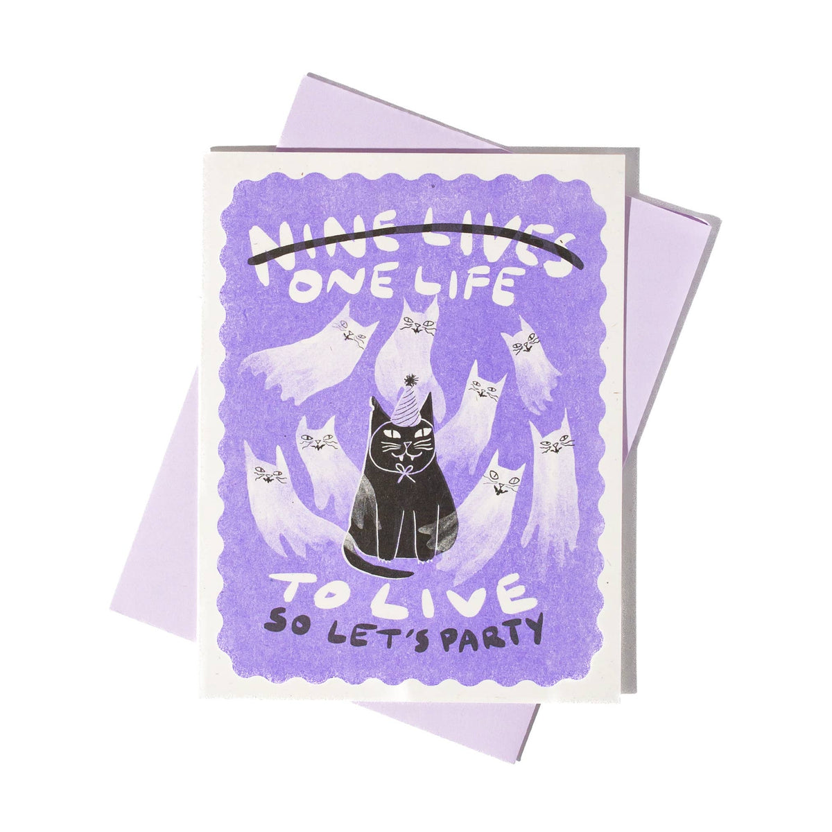 Nine Lives/One Life - Risograph Birthday Card - Twirls + Twigs