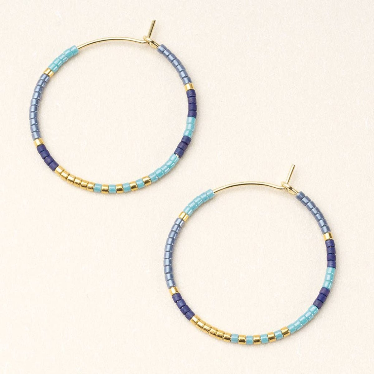 Chromacolor Miyuki Small Hoop - Cobalt Multi/Gold - Twirls + Twigs