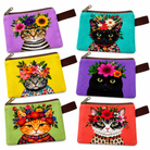 Canvas Colorful Cat Pouch 4.5 x 6 Inch Medium - Twirls + Twigs