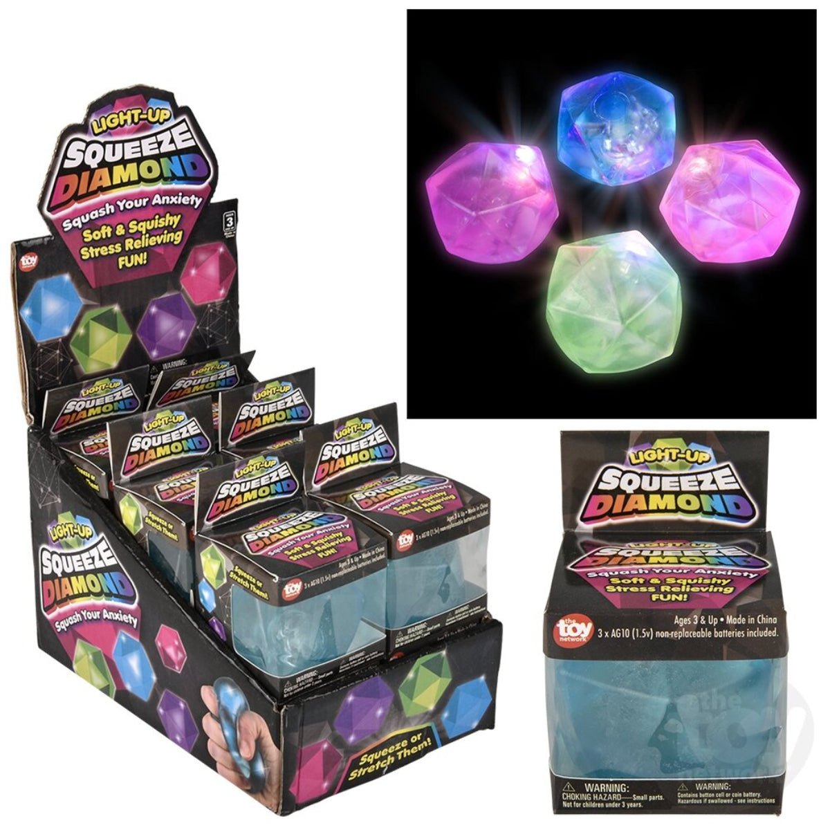 2.75" Light-Up Squeezy Sugar Diamond 12ct - Twirls + Twigs