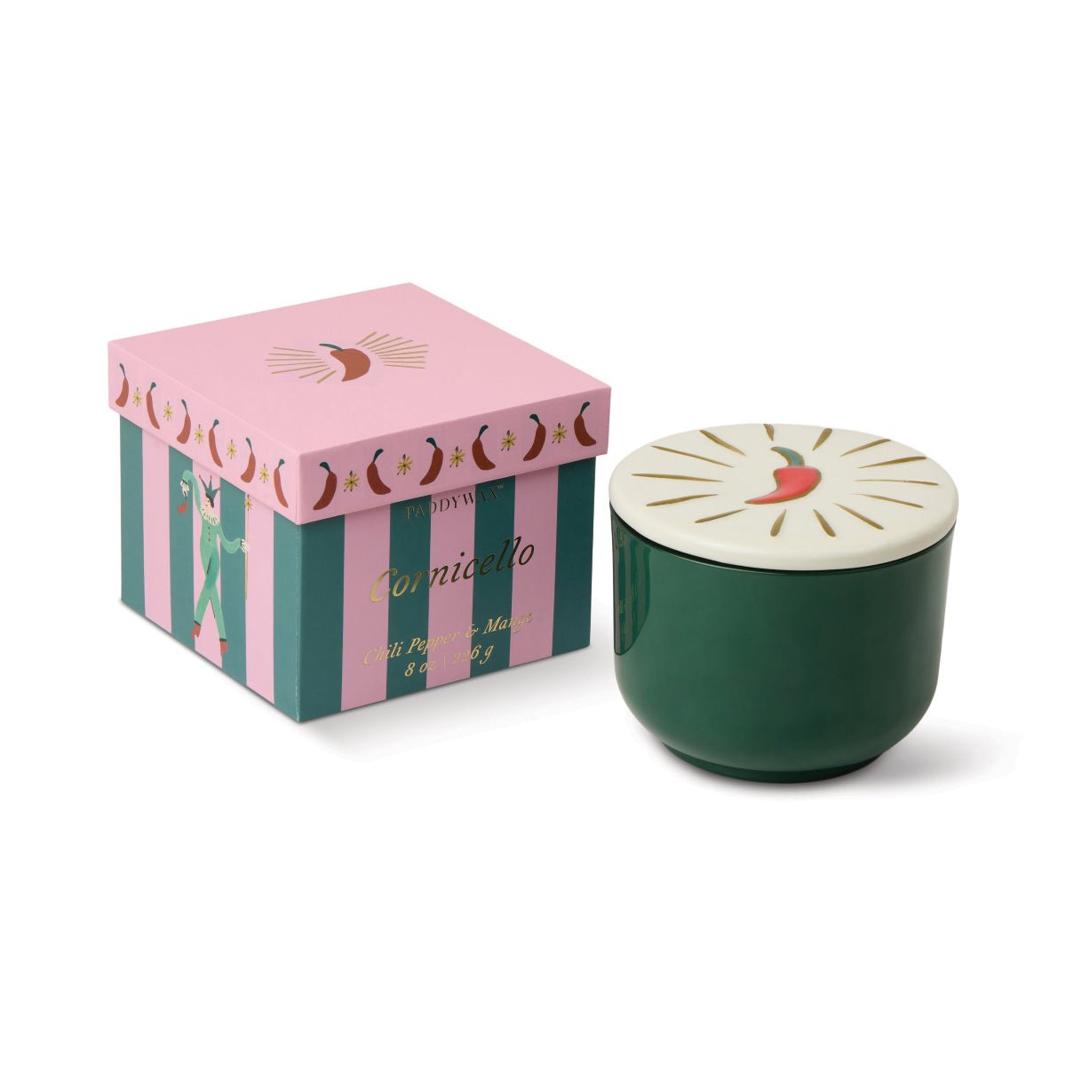 Charmed Candle with Chili Lid in Chili Pepper & Mango 8oz - Twirls + Twigs