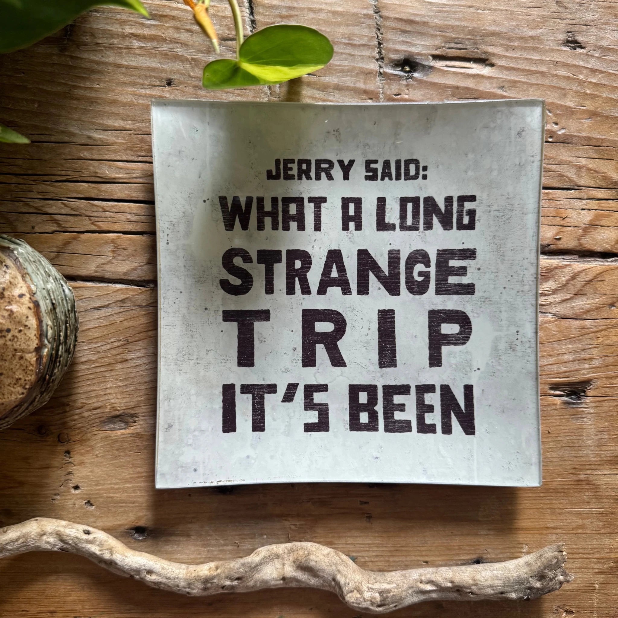 Jerry Said Small Square Decoupage Plate - Twirls + Twigs