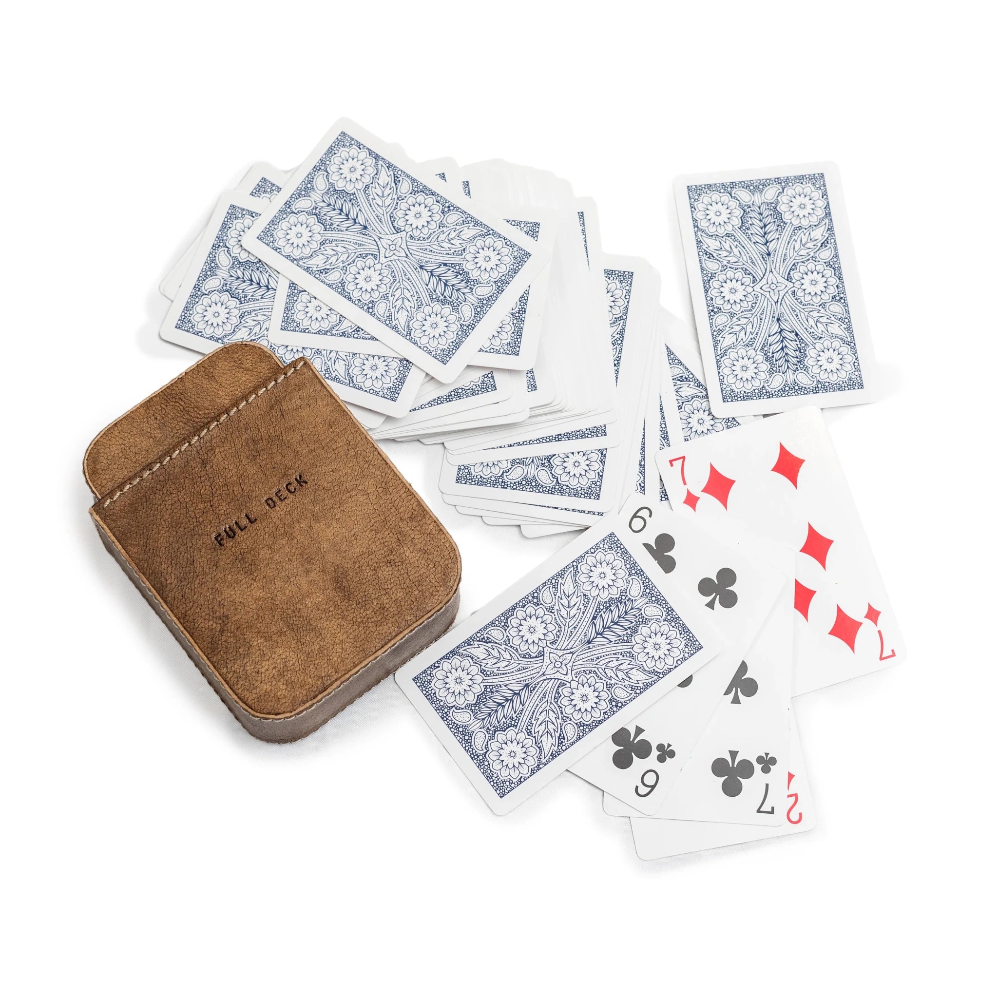 Full Deck Leather Playing Card Case - Maple - Twirls + Twigs