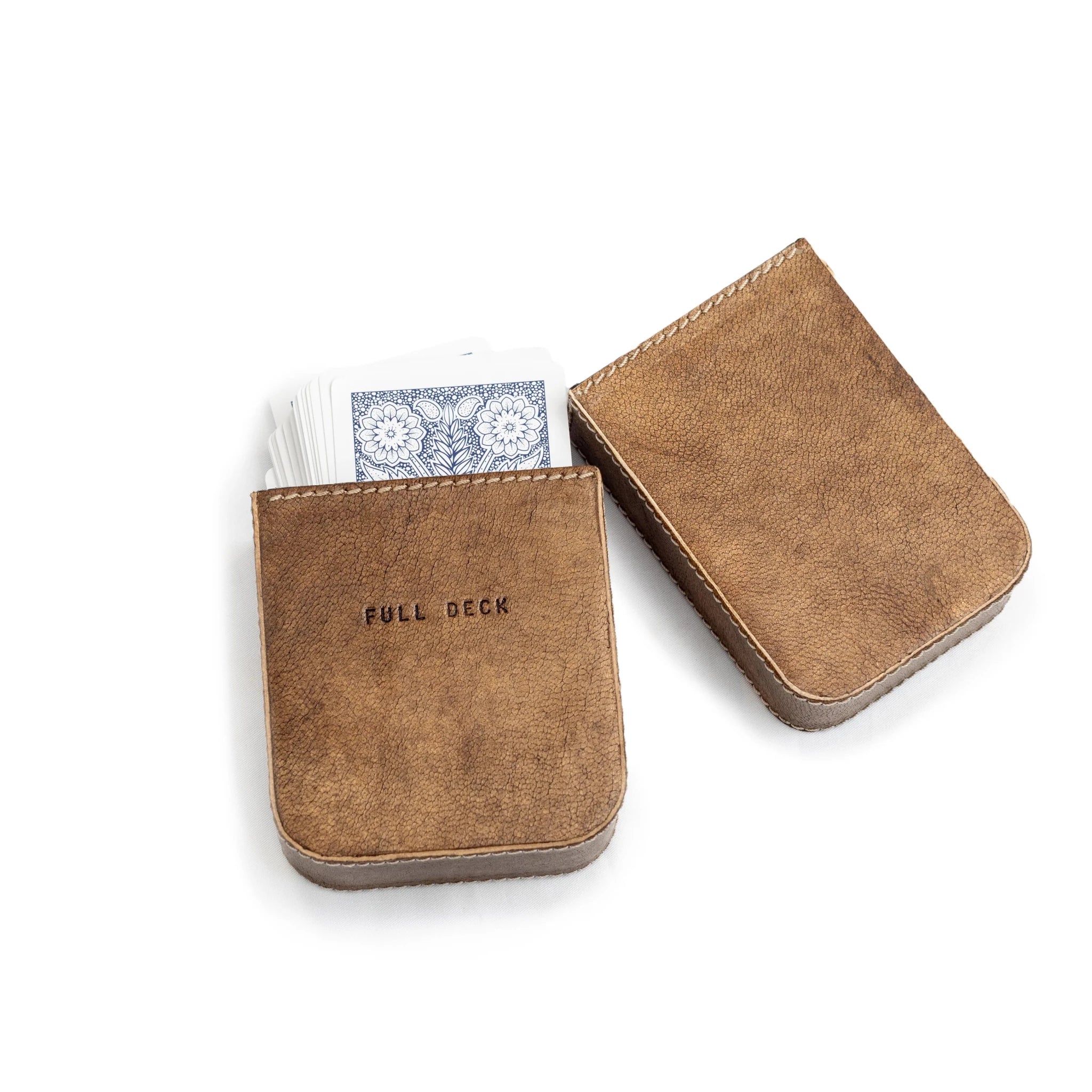 Full Deck Leather Playing Card Case - Maple - Twirls + Twigs
