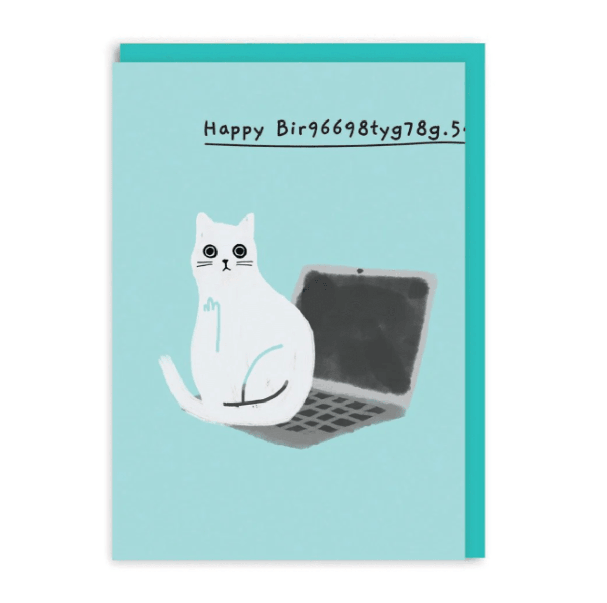 Happy Bir9669.. Laptop Cat Birthday Card - Twirls + Twigs