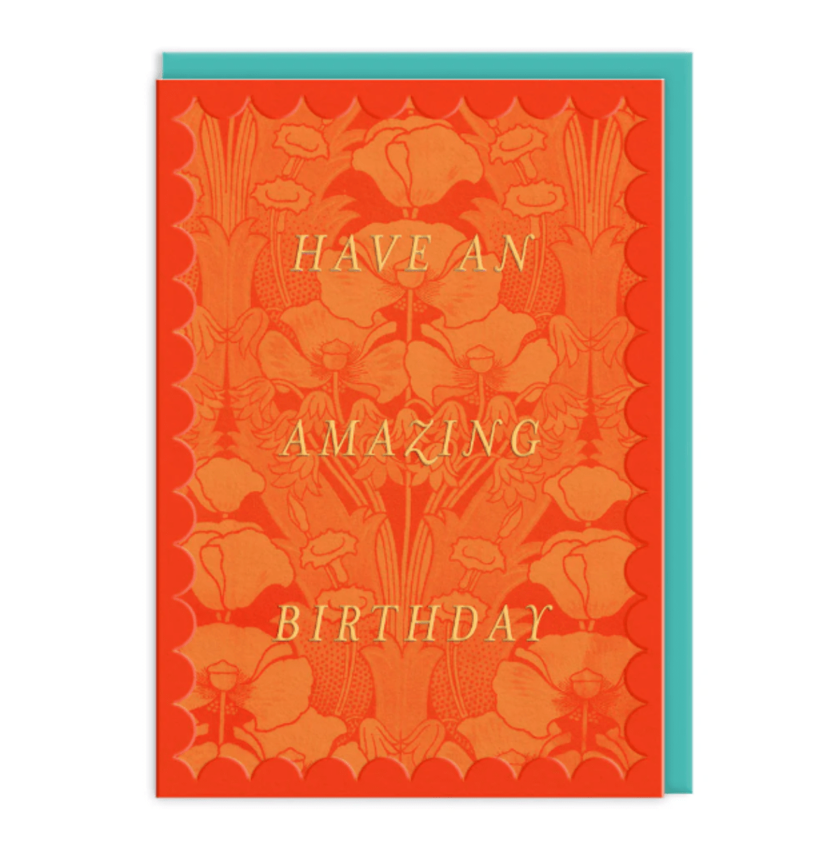 Scalloped Orange Floral Birthday Card - Twirls + Twigs